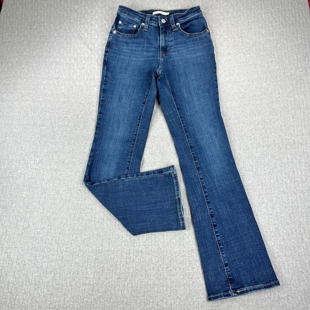 Levi's 725 High Rise Bootcut Jeans Women 25/24x29 Blue‎ medium wash Stretch